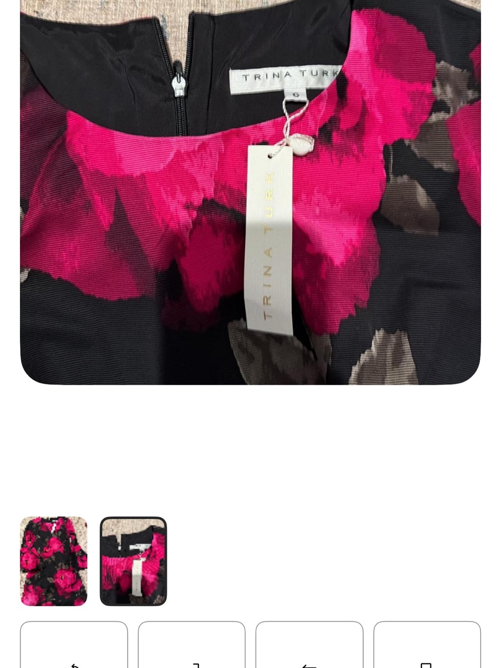 Trina Turk Black Dress with Fuchsia Floral Print
